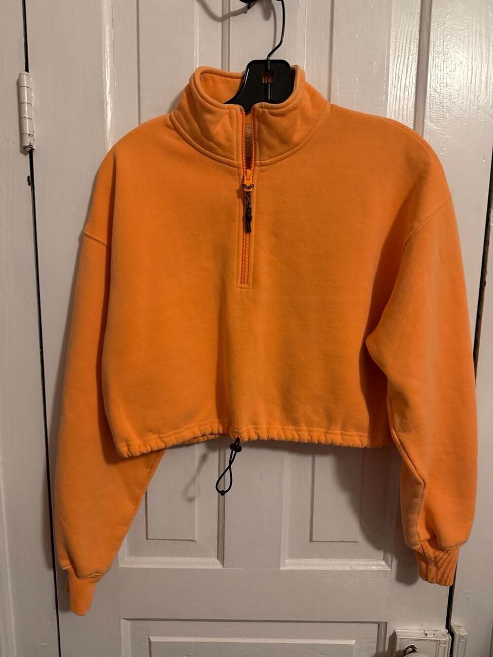 Tna Aritzia Orange Half Zip Mock Neck Fleece Cropped Pullover Sweatshirt Size XS